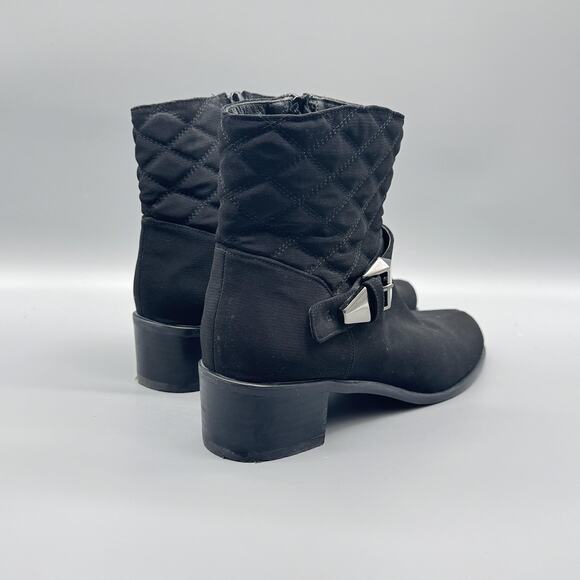 Stuart Weitzman Boots Womens 7.5 Black Quilted Ankle Buckle Gorby Waterproof - Picture 8 of 12